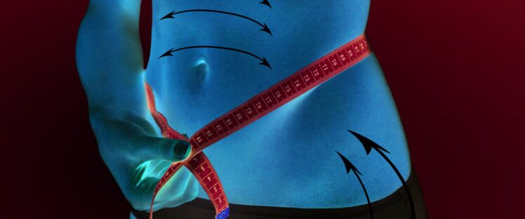 reduction of subcutaneous fat from the abdomen and sides as a result of weight loss in one week